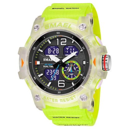 SMAEL Men’s Military Sport Digital Watch – Waterproof Dual Time LED with Alarm & Stopwatch