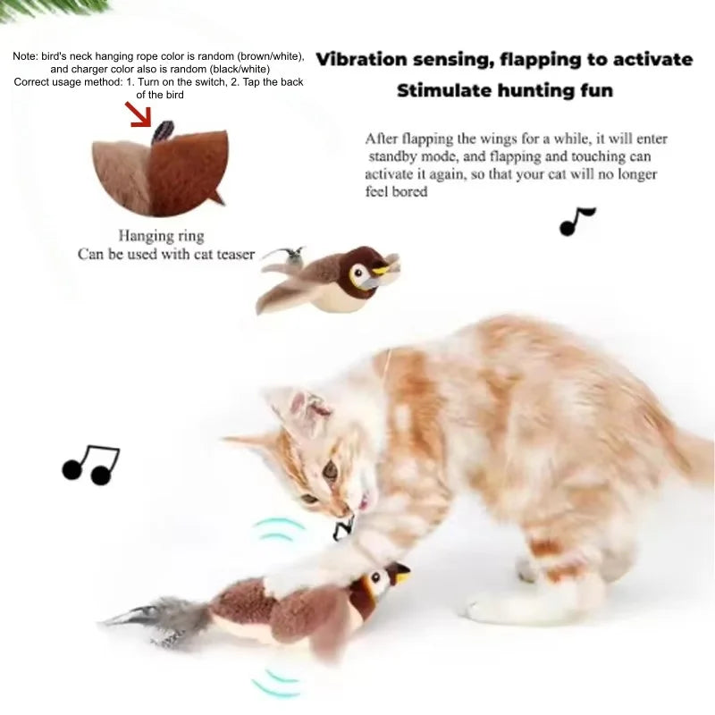 Interactive Chirping Bird Plush Pet Toy