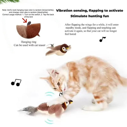 Interactive Chirping Bird Plush Pet Toy