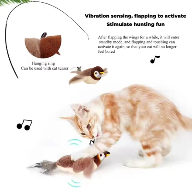 Interactive Chirping Bird Plush Pet Toy