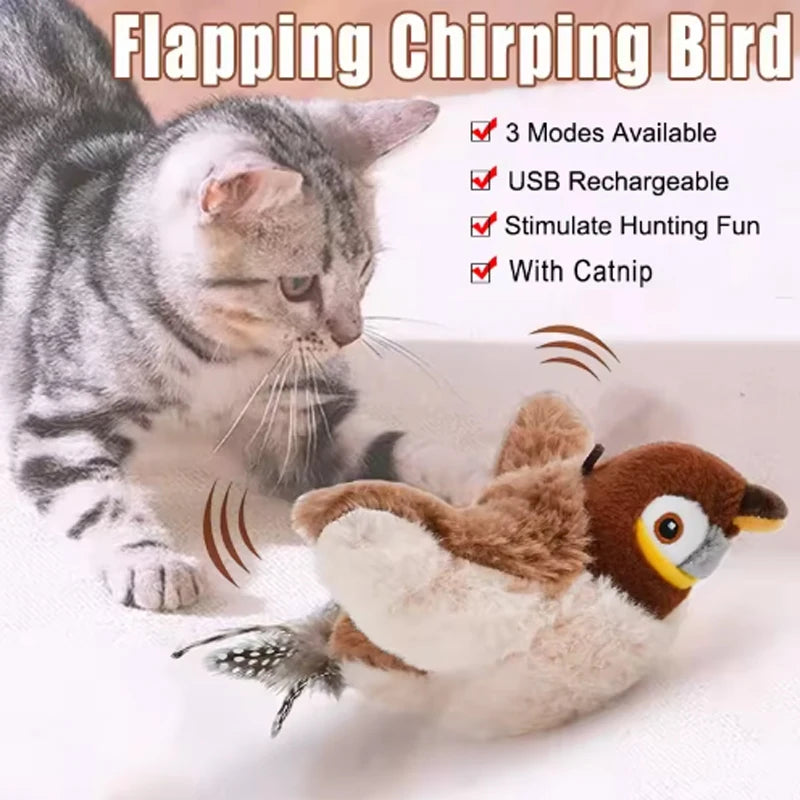 Interactive Chirping Bird Plush Pet Toy