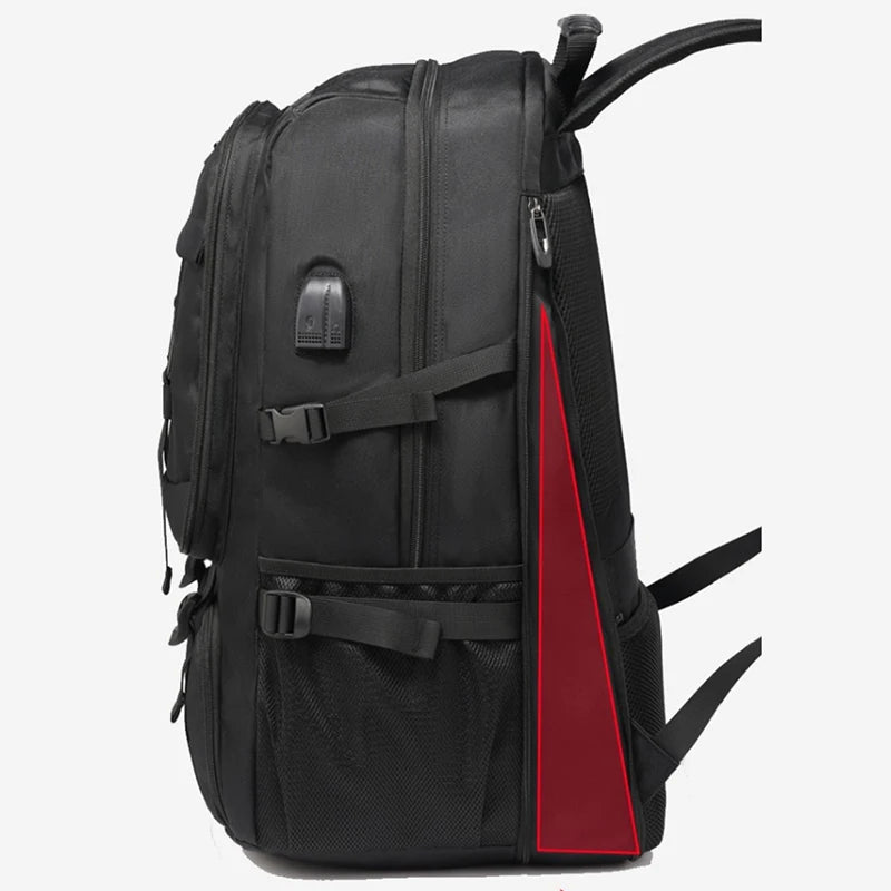 Waterproof backpack with shoe compartment, spacious travel bag featuring separate shoe storage, durable design for gym, sports, hiking, and daily use.