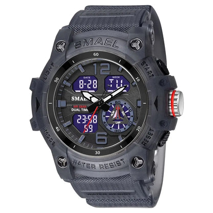 SMAEL Men’s Military Sport Digital Watch – Waterproof Dual Time LED with Alarm & Stopwatch