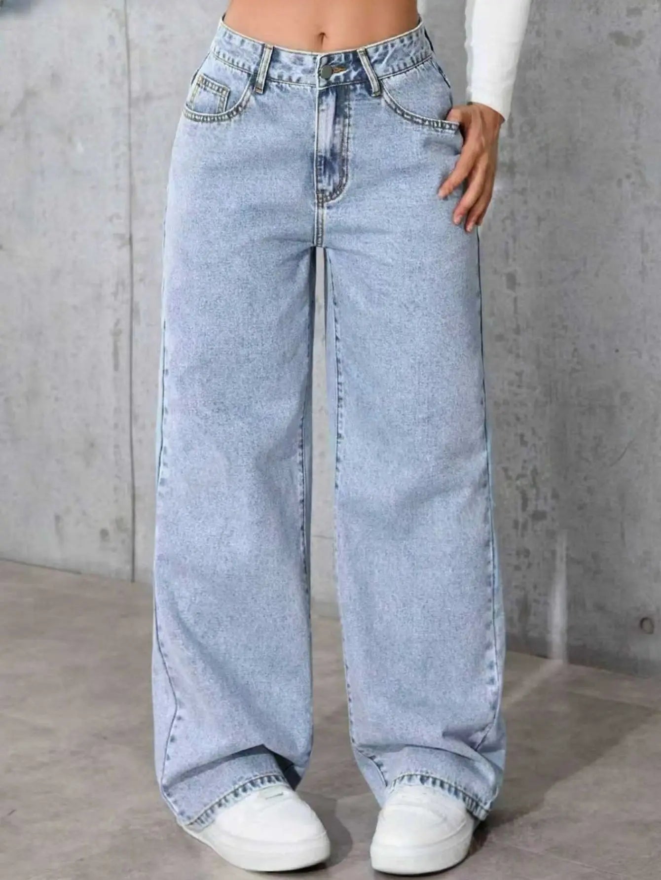 Women’s Wide Leg Straight Loose Denim Jeans