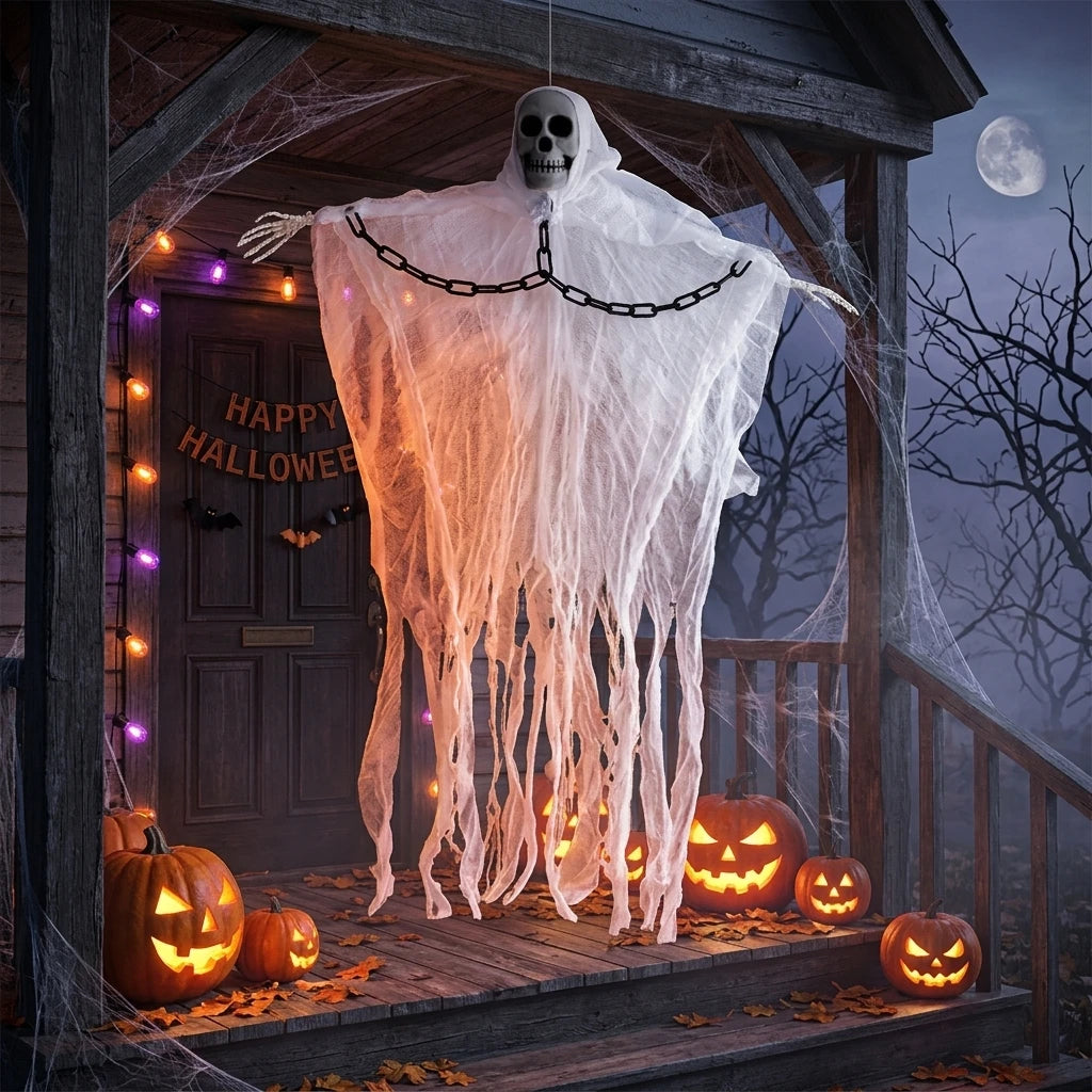 Halloween Hanging Ghost Skull Skeleton Outdoor Decoration