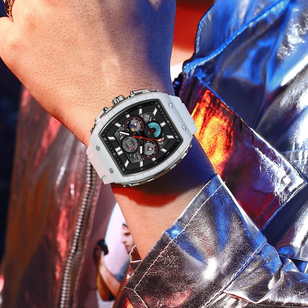 OFNS Men’s Quartz Chronograph Watch – Waterproof Luminous Sports Watch with Silicone Strap