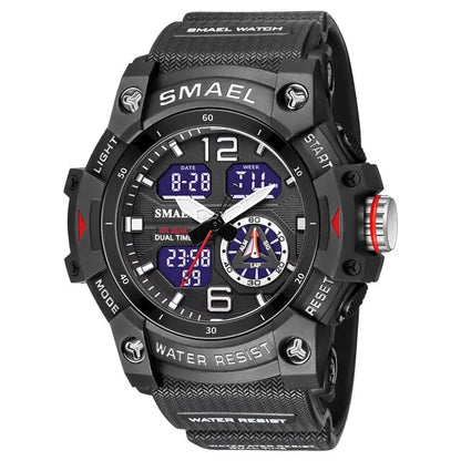 SMAEL Men’s Military Sport Digital Watch – Waterproof Dual Time LED with Alarm & Stopwatch
