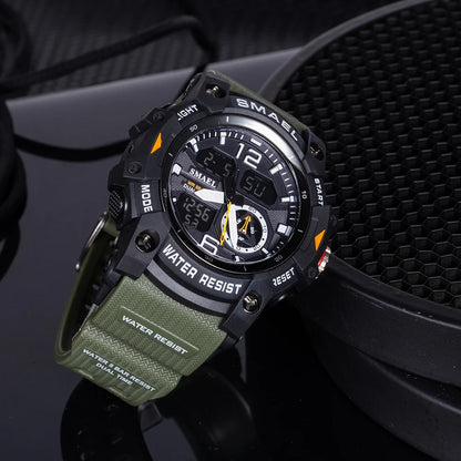 SMAEL Men’s Military Sport Digital Watch – Waterproof Dual Time LED with Alarm & Stopwatch