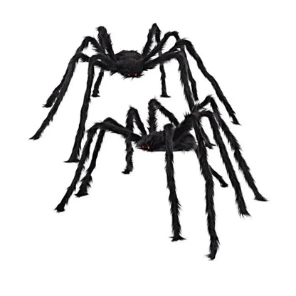 Two large black spiders on a white background