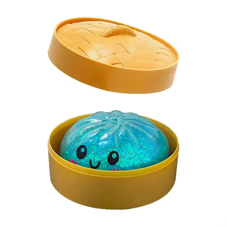 Dumpling Squishy Stress Ball – Soft Rebound Sensory Fidget Toy with Steamer Box - OneClickSmart