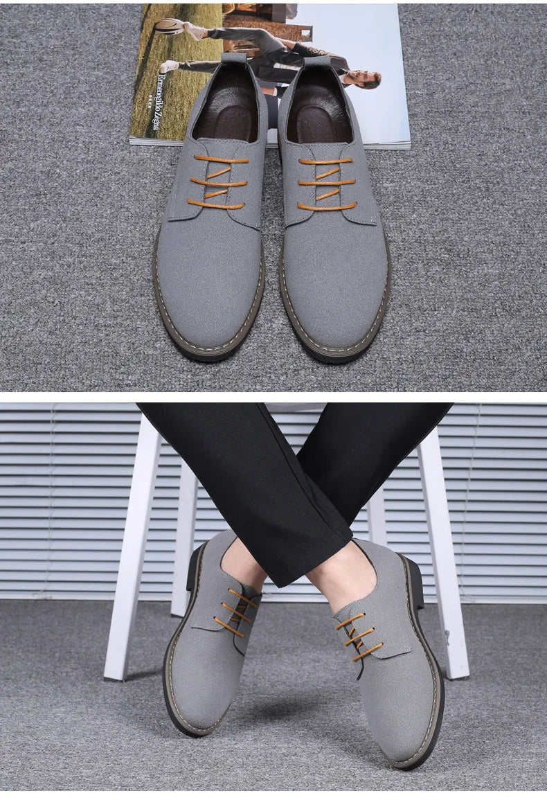 Men’s Black PU Suede Dress Shoes – Business, Wedding & Casual