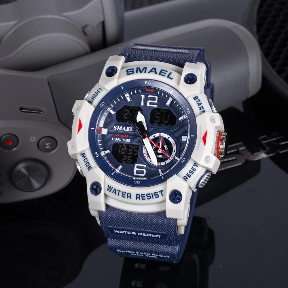 SMAEL Men’s Military Sport Digital Watch Waterproof Dual Time LED