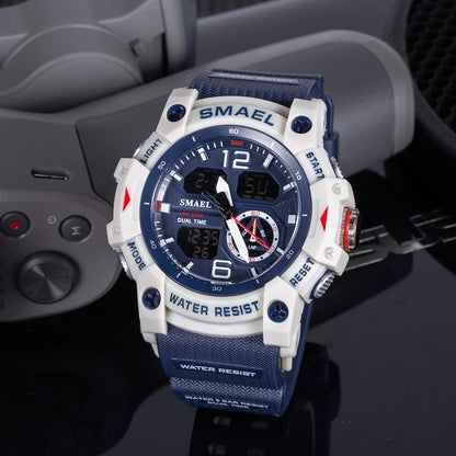 SMAEL Men’s Military Sport Digital Watch Waterproof Dual Time LED