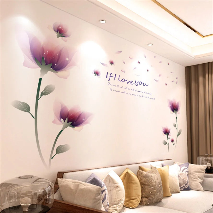 Purple Lavender Flower Butterfly Wall Stickers – Home Decor Decals