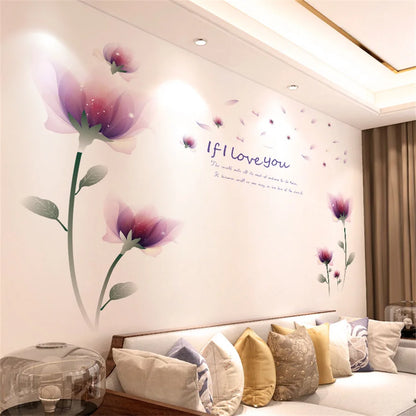 Purple Lavender Flower Butterfly Wall Stickers – Home Decor Decals
