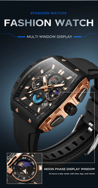 OFNS Men’s Quartz Chronograph Watch – Waterproof Luminous Sports Watch with Silicone Strap