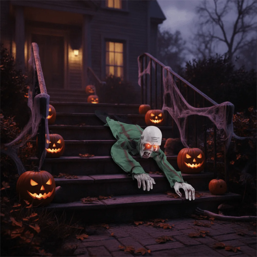 Electric Halloween Crawling Ghost with glowing eyes