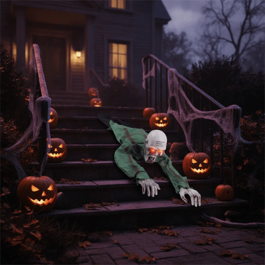 Electric Halloween Crawling Ghost with glowing eyes