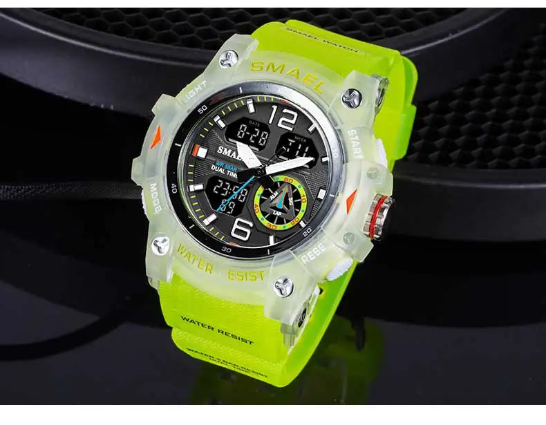 SMAEL Men’s Military Sport Digital Watch – Waterproof Dual Time LED with Alarm & Stopwatch
