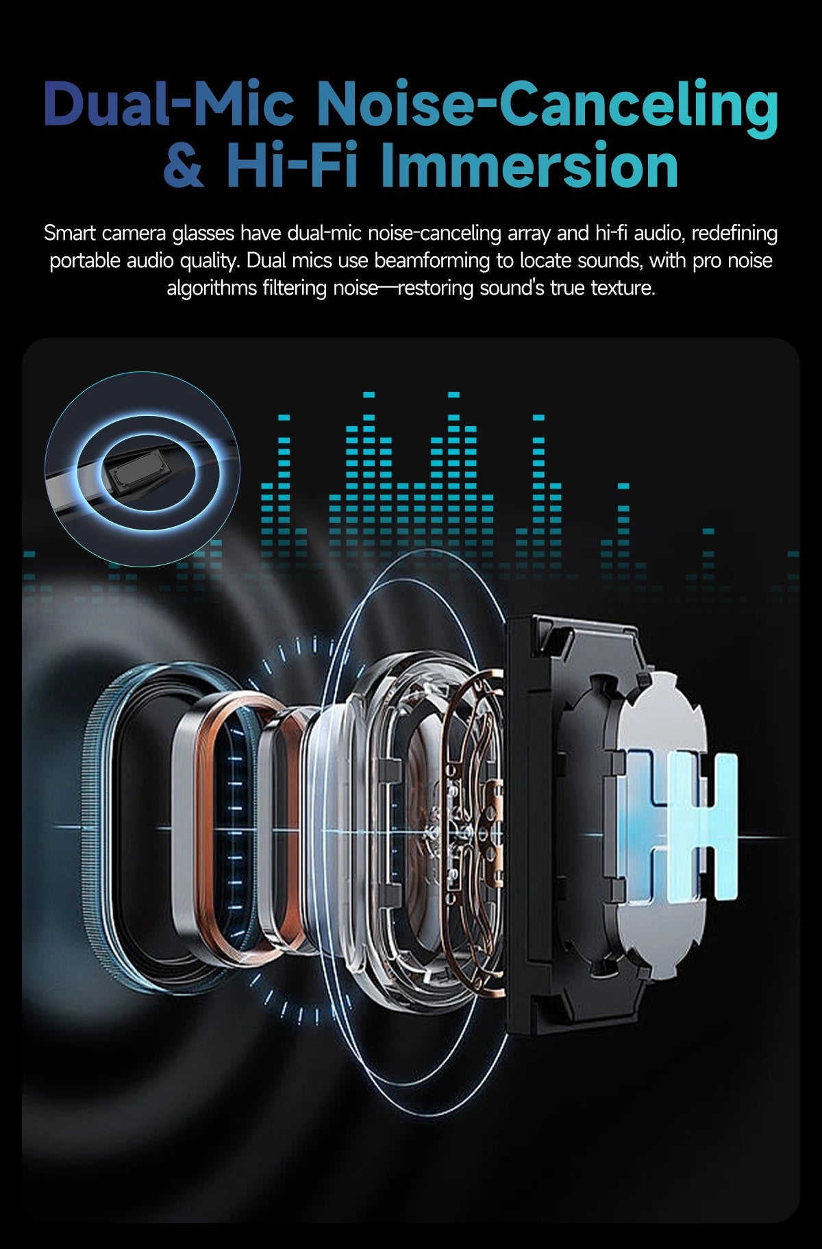 AI Smart Glasses with Camera, Bluetooth & Translation