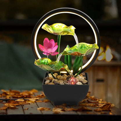 USB Tabletop Water Fountain with LED Lights – Relaxing Home Decor