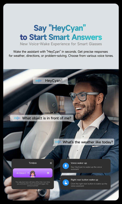AI Smart Glasses with Camera, Bluetooth & Translation