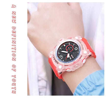 SMAEL Men’s Military Sport Digital Watch – Waterproof Dual Time LED with Alarm & Stopwatch