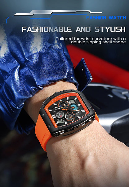 OFNS Men’s Quartz Chronograph Watch – Waterproof Luminous Sports Watch with Silicone Strap