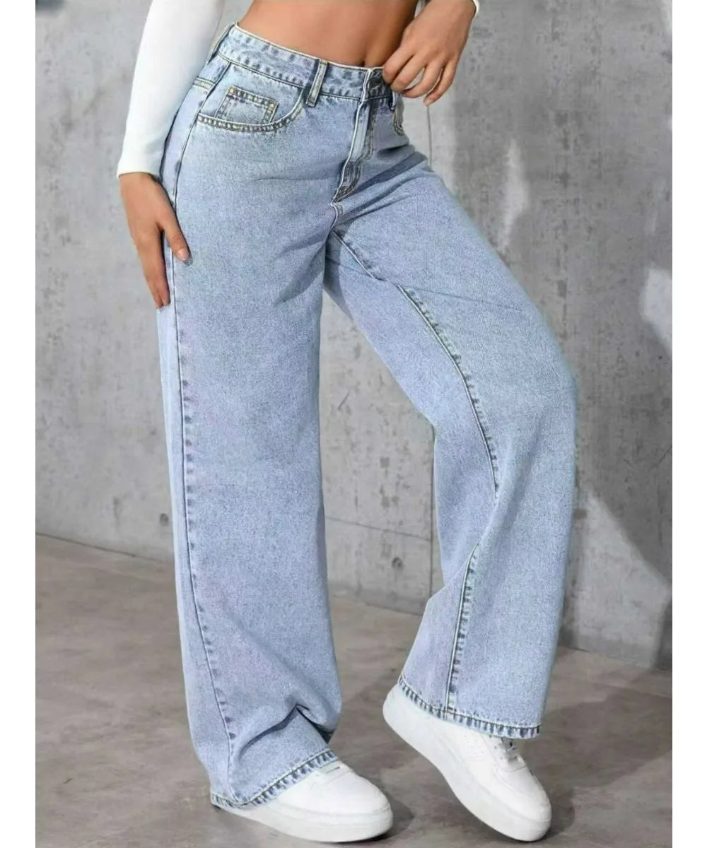 Women’s Wide Leg Straight Loose Denim Jeans
