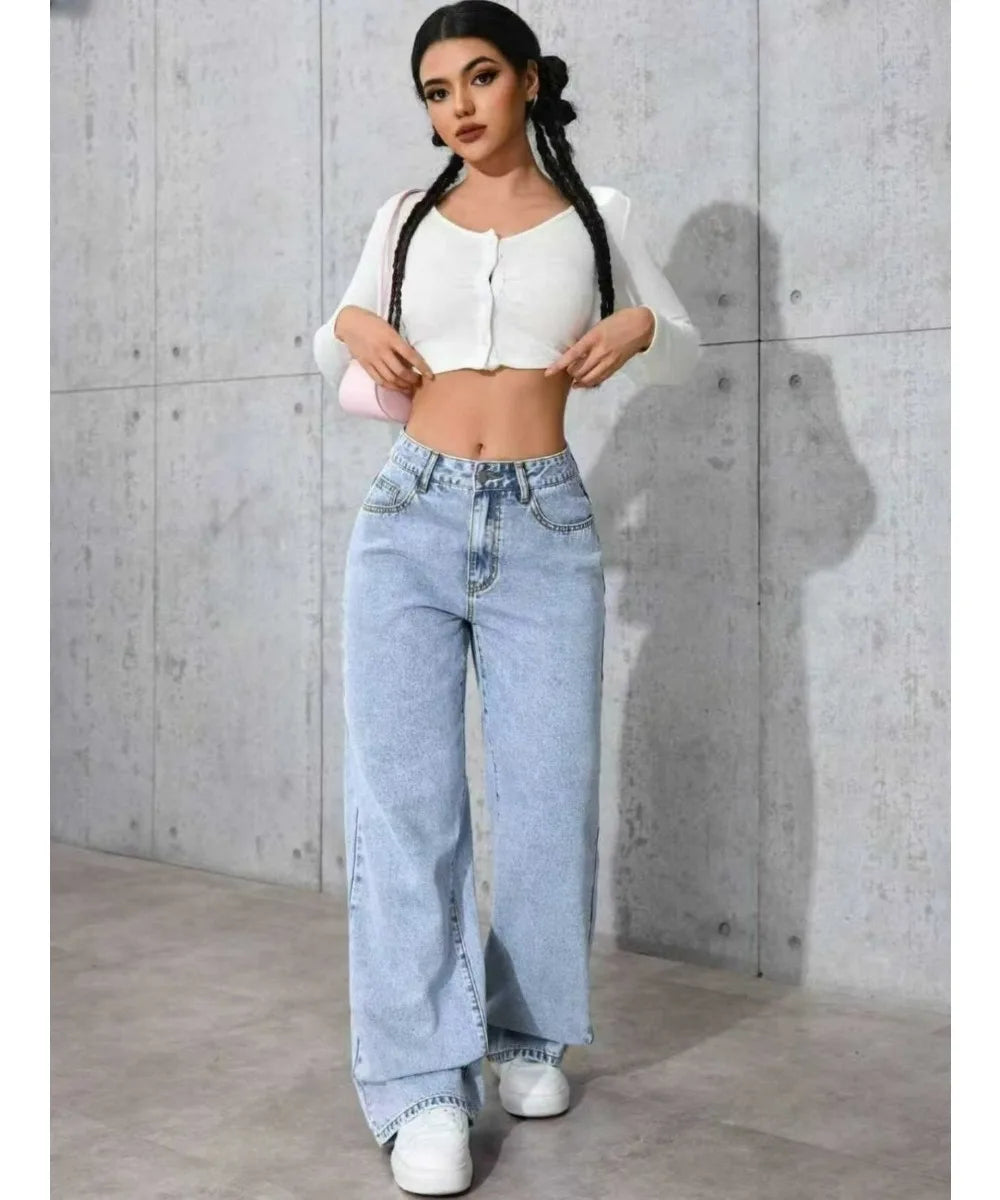 Women’s Wide Leg Straight Loose Denim Jeans