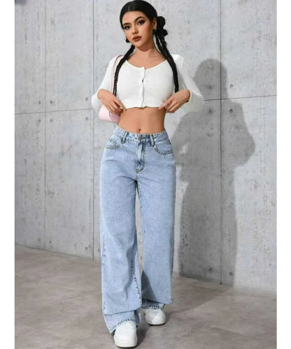 Women’s Wide Leg Straight Loose Denim Jeans