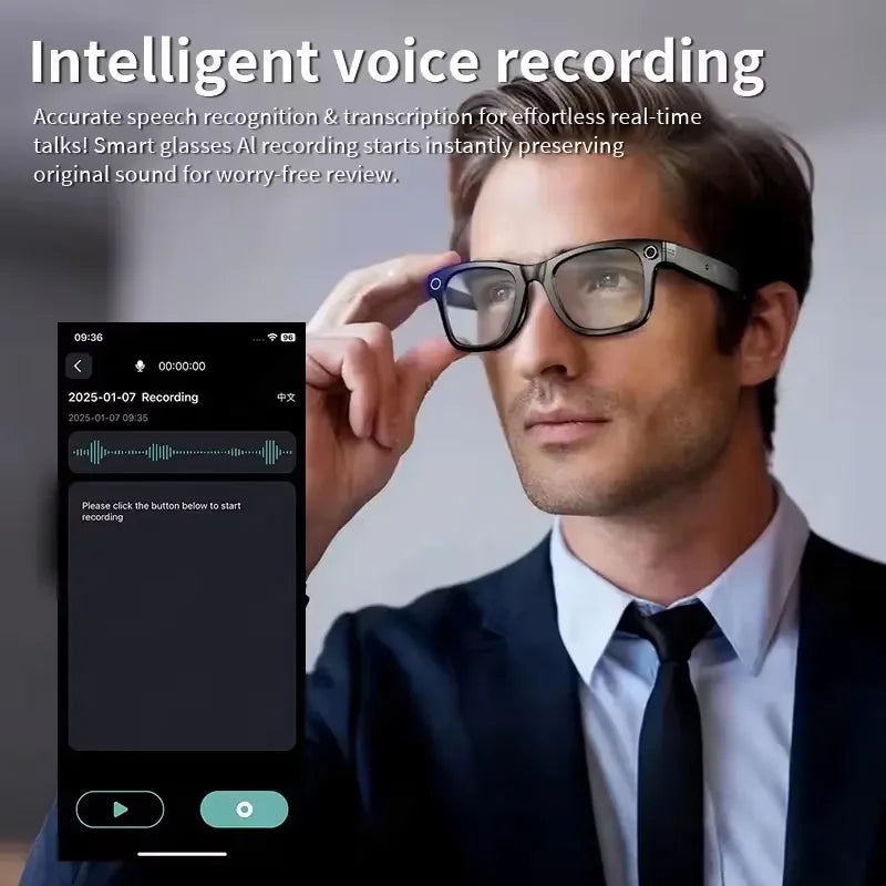 AI Smart Glasses with Camera, Bluetooth & Translation