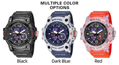 SMAEL Men’s Military Sport Digital Watch – Waterproof Dual Time LED with Alarm & Stopwatch