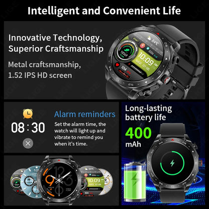 Smartwatch with features highlighted on a dark background
