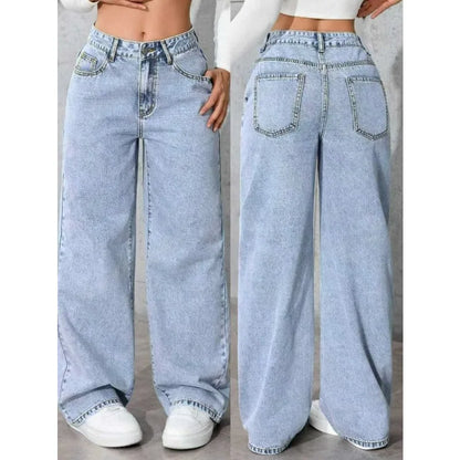 Women’s Wide Leg Straight Loose Denim Jeans