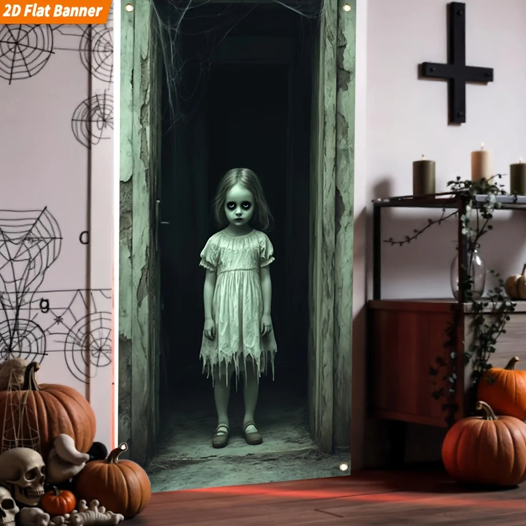 Large Ghost Girl Halloween Door Decor
