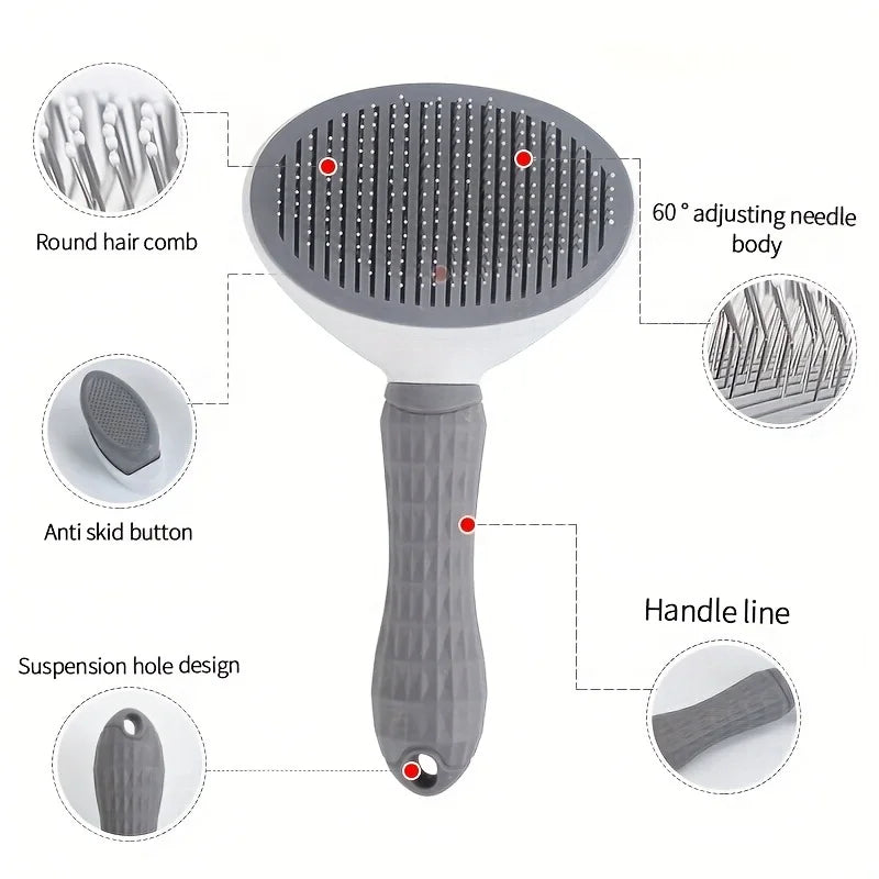 Self Cleaning Slicker Brush Removing Loose Hair from Dog