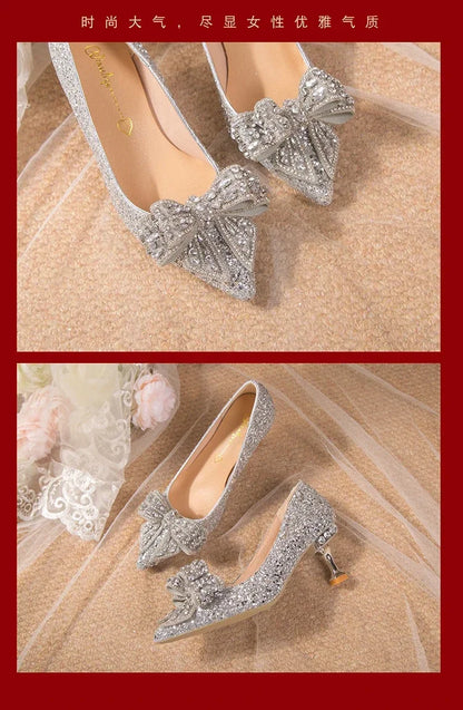 Luxury Women’s Wedding High Heels – Buckle Shoes in Gold, Silver & Red