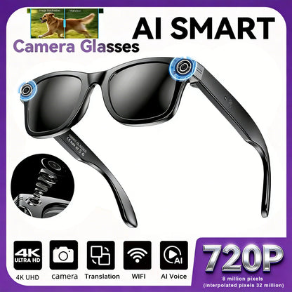 AI Smart Glasses with Camera, Bluetooth & Translation