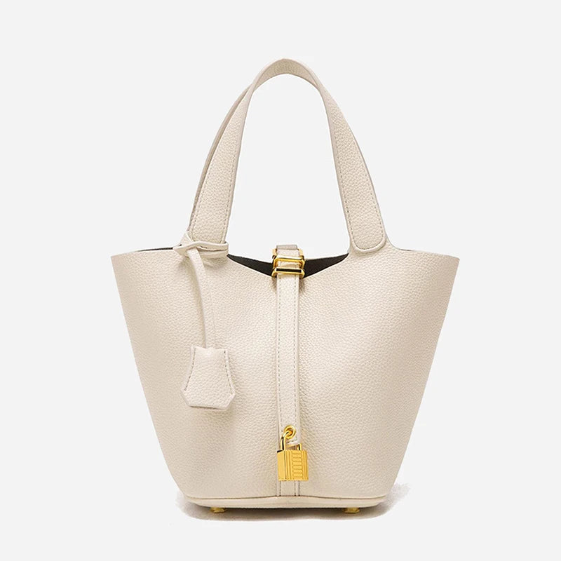 Lychee Texture Handbag – Retro Solid Color Classic Women’s Bag - OneClickSmart
