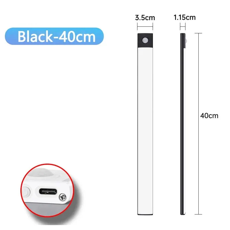 Rechargeable Motion Sensor Cabinet Light – USB-C Magnetic LED Bar for Kitchen, Closet & Stairs