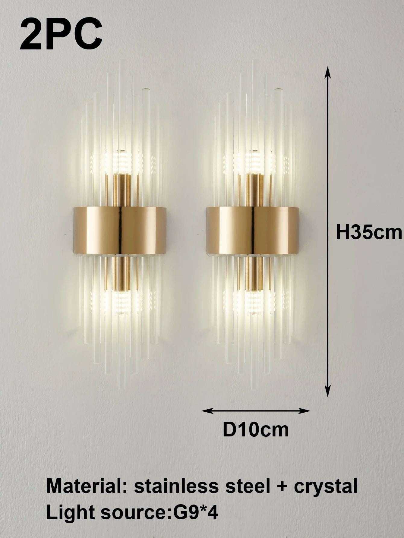 Crystal Wall Sconce Gold Black G9 Light