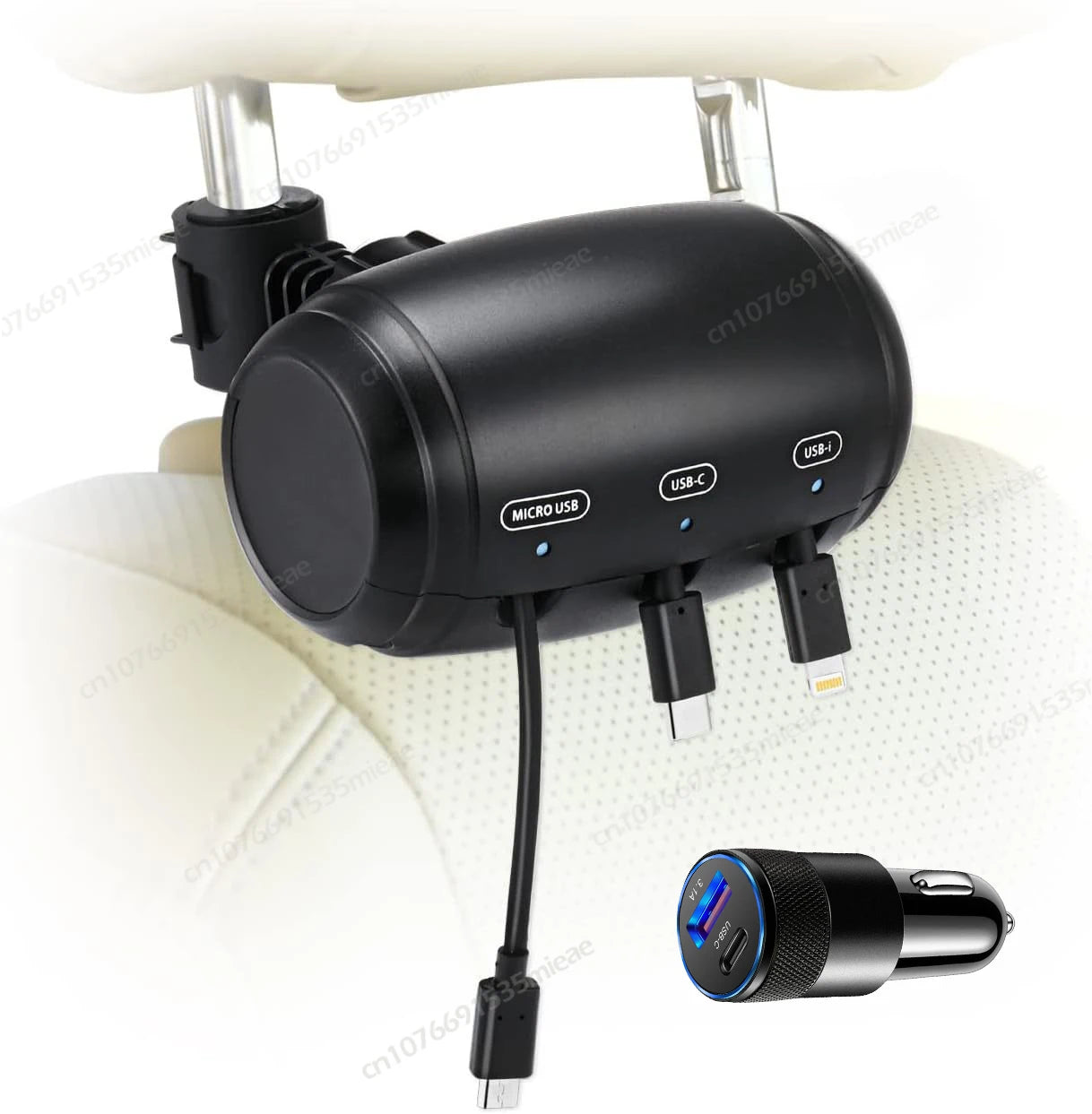 3-in-1 Retractable Backseat Car Charger