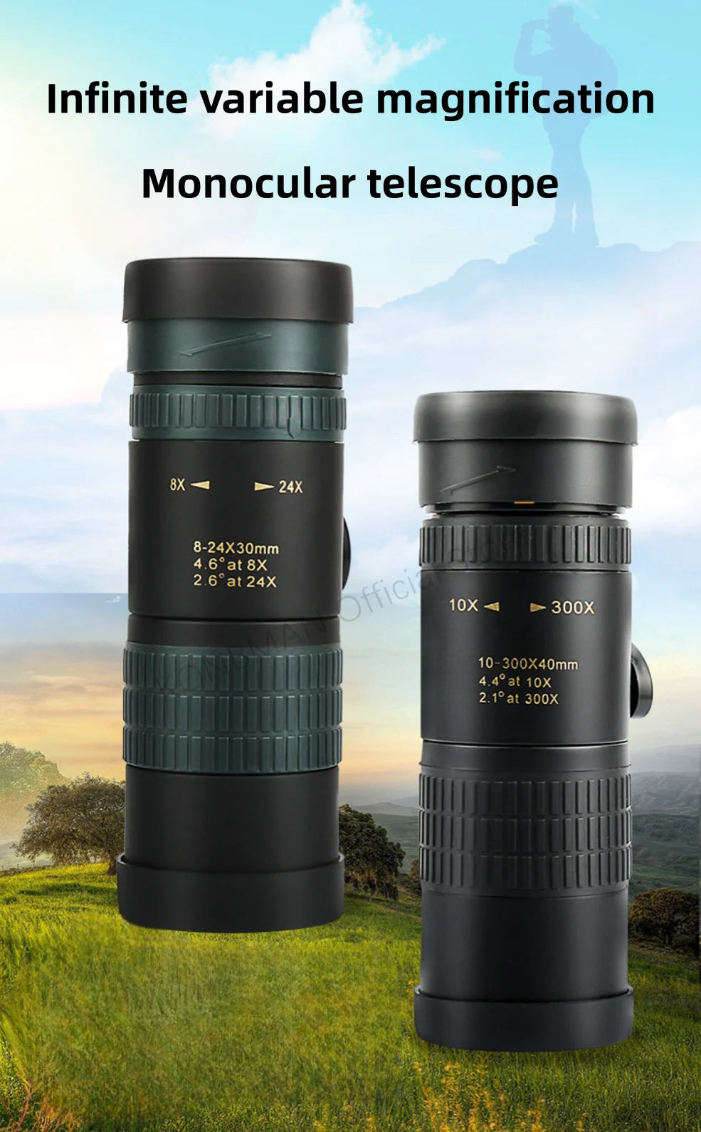 10–300X Zoom HD Monocular Telescope – Powerful Long Range