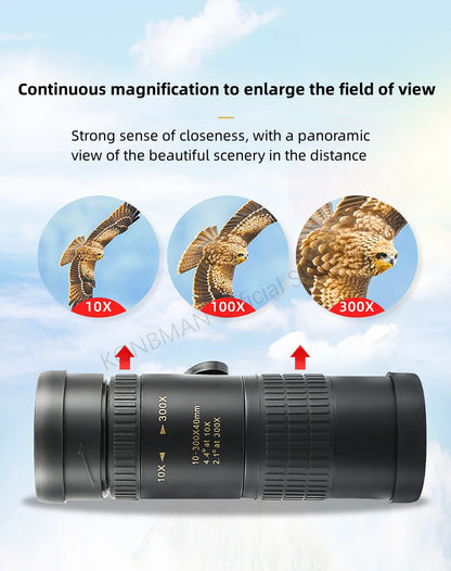 10–300X Zoom HD Monocular Telescope – Powerful Long Range