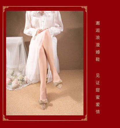 Luxury Women’s Wedding High Heels – Buckle Shoes in Gold, Silver & Red