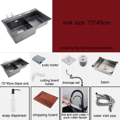 Stainless Steel Multifunction Waterfall Kitchen Sink