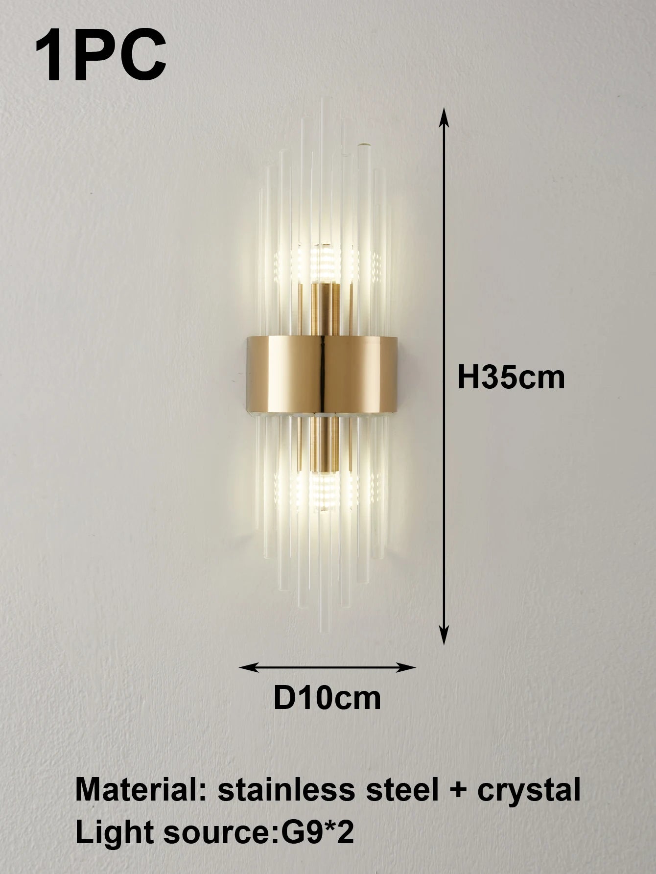 Crystal Wall Sconce Gold Black G9 Light