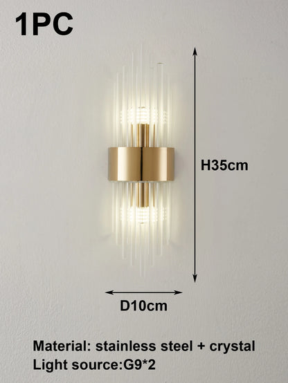 Crystal Wall Sconce Gold Black G9 Light