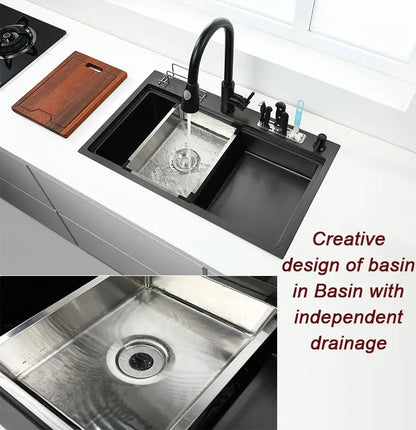 Stainless Steel Multifunction Waterfall Kitchen Sink